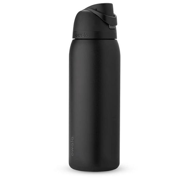 Owala FreeSip Insulated Stainless Steel Water Bottle with Straw for Sports and Travel, BPA-Free, 40-oz, Very, Very Dark