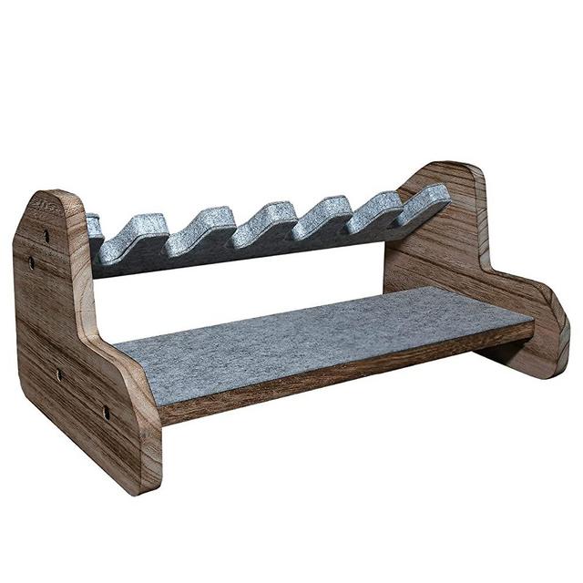 DINGDOON Pure Wood Made Pistol Rack, Handgun Rack for Gun Cabinet Storage, Gun Safe Organizer Accessories, 6 Gun Holder with Carpeted Surface