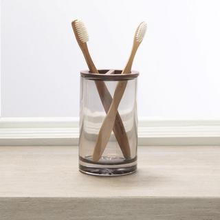 Vaso Glass & Acacia Toothbrush Holder