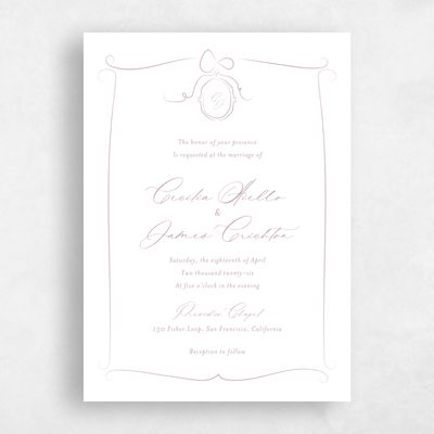 Dusty Rose, Pink Wedding Invitation - Lucille Classic