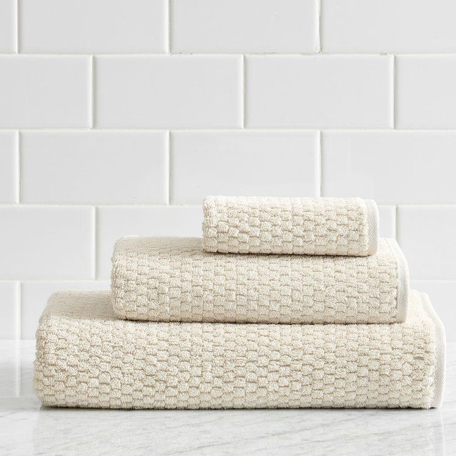 Textured Honeycomb Hand Towel, Parchment