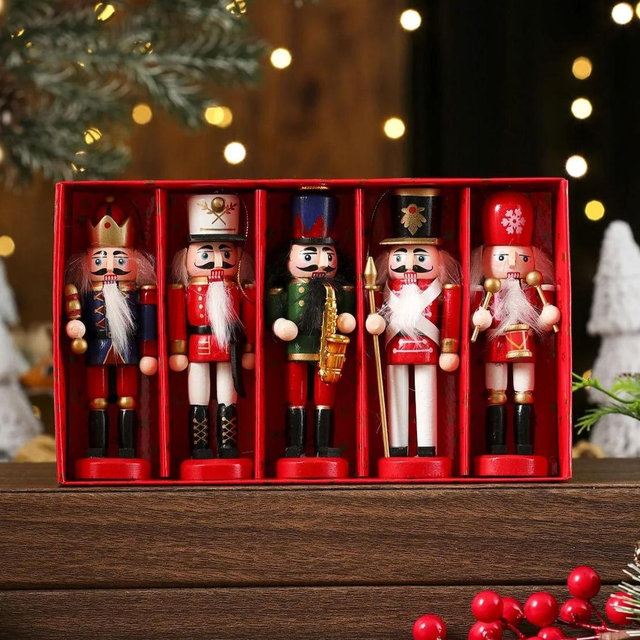 Wooden Nutcracker Soldier Ornaments Set, 3/4/5PCS Christmas Tree Hanging Decor, Party Favors, Holiday Gift Set for Home and New Year