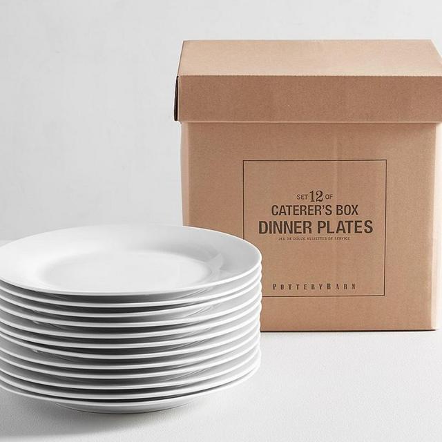 Caterer's Box Rim Porcelain Dinner Plates - Set of 12