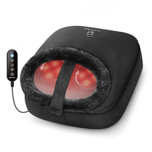 COMFIER Foot Massager with Heat, Electric Foot Warmer, Shiatsu Feet Massager Machine for Plantar Fasciitis,Neuropathy, 2-in-1 Foot & Back Massager, Foot Heater, for Women,Men