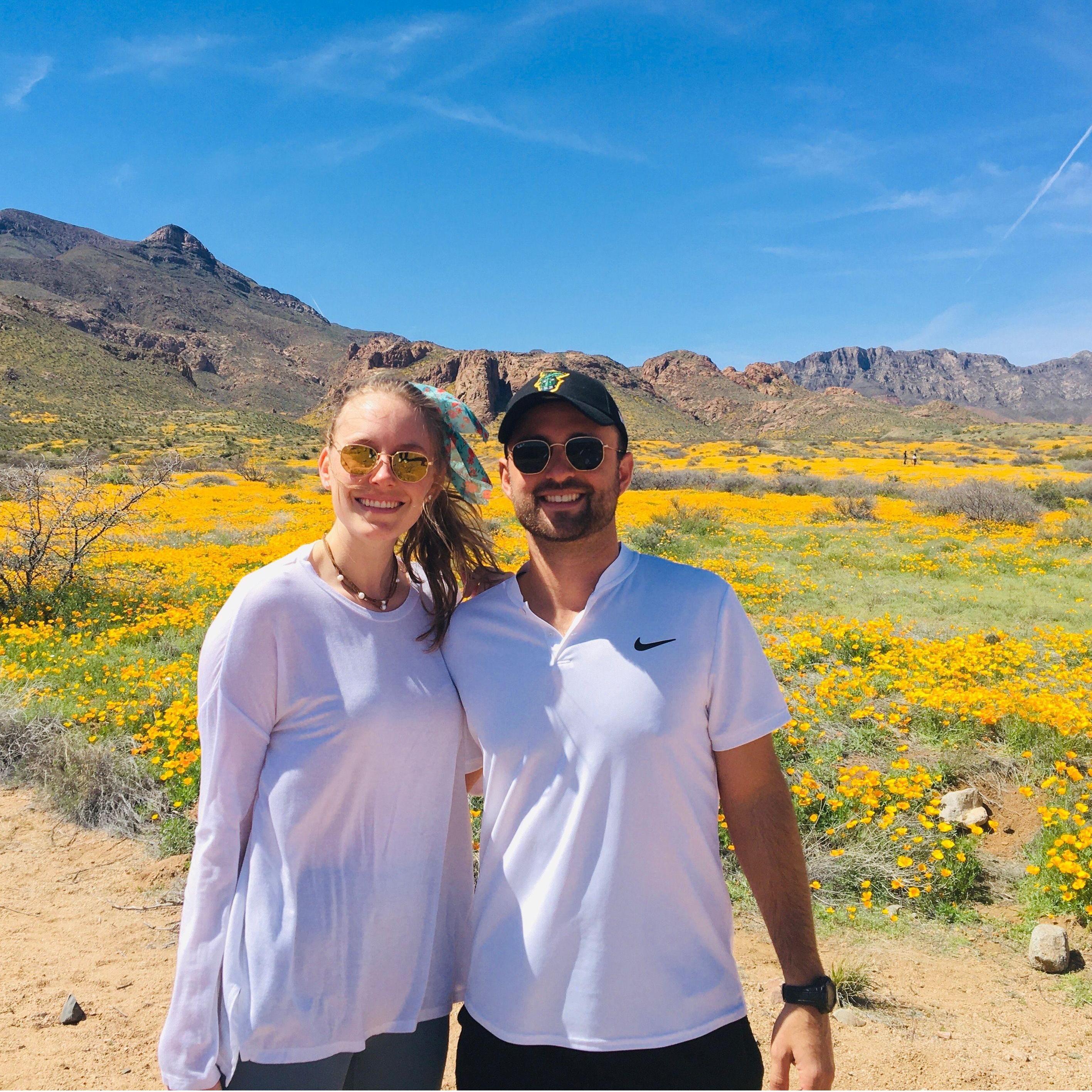 Katie and Mario exploring the poppies in El Paso, TX in March 2020.