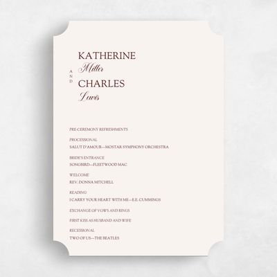 Beige Ticket Wedding Program - Soave