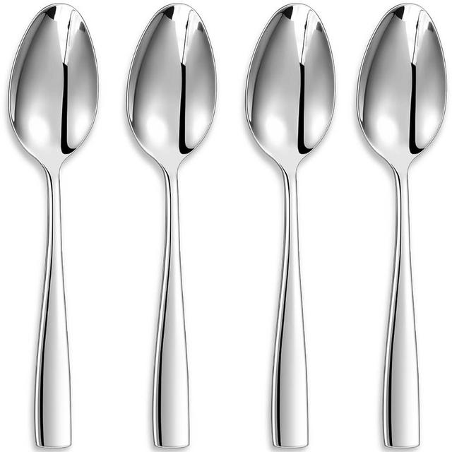 KEAWELL Premium Louis Serving Spoons, 18/10 Stainless Steel, Fine Spoon Set with Squared Edge, Dishwasher Safe, Silver Utensils (Set of 4)