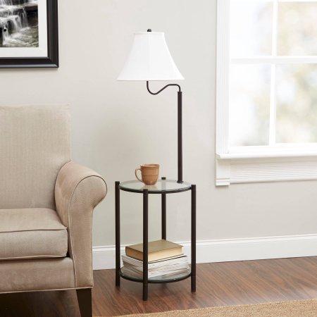 Mainstays Transitional Glass End Table Lamp, (Matte Black, 1 Pack)