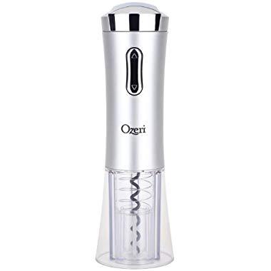 Ozeri Nouveaux Electric Wine Opener with Removable Free Foil Cutter, Refined Silver