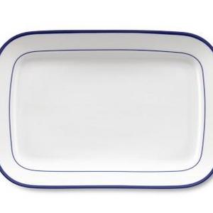 Brasserie Blue-Banded Porcelain Rectangular Platter, Blue