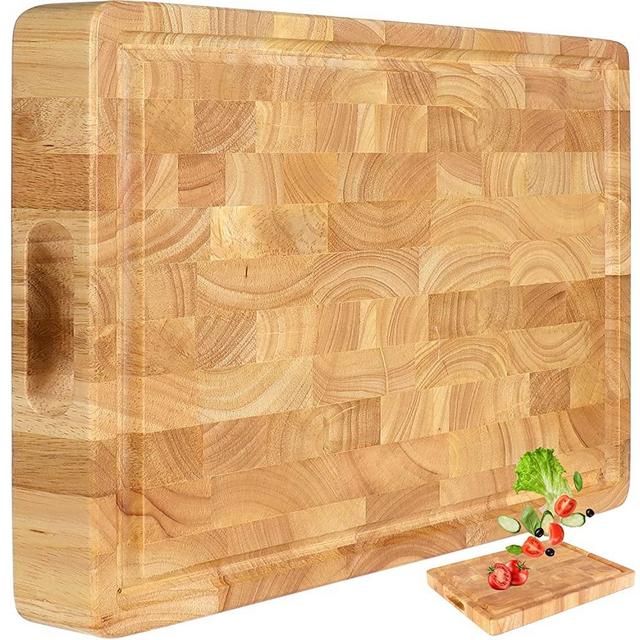 PREMIUM ACACIA Cutting Board & Professional Heavy Duty Butcher Block  w/Juice Groove - Extra Large (17x13x1.4) Organic, End Grain Chopping  Block.