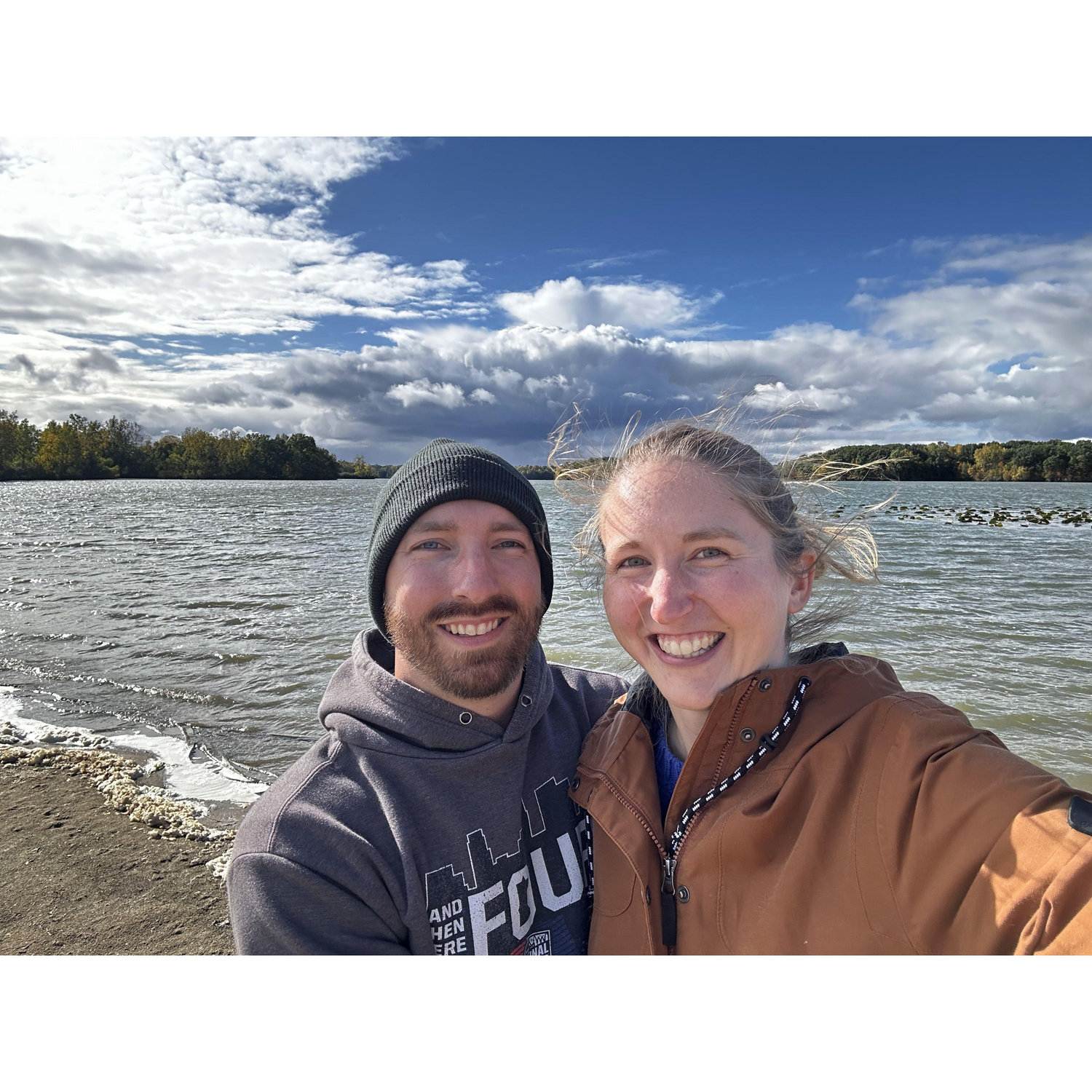 One of our first photos, at Lake Hudson Recreation Area. The first of many photos on the beach!