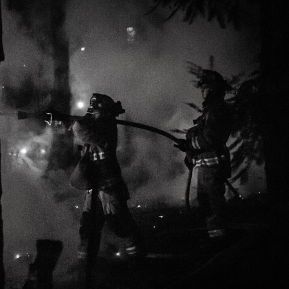 Our First fire together. We were fighting this wildland/shed fire all night then went straight to EMT school together once we got off the fire.