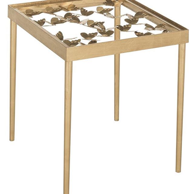 Safavieh FOX2594A Home Collection Rosalia Butterfly Side Table, Antique Gold