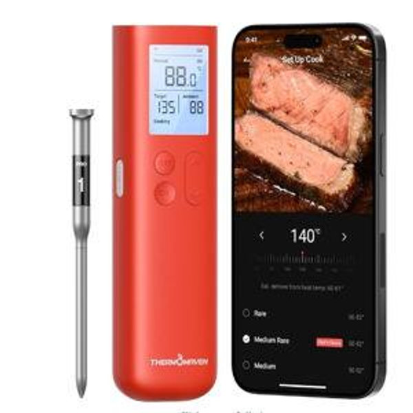 ThermoMaven Smart Bluetooth Wireless Meat Thermometer, 10X Enhanced Sub-1G Signal and Stability, Standalone Display Base, Certified Accuracy ±0.5°F, WiFi Unlimited Range for BBQ, Oven, Smoker, Grill