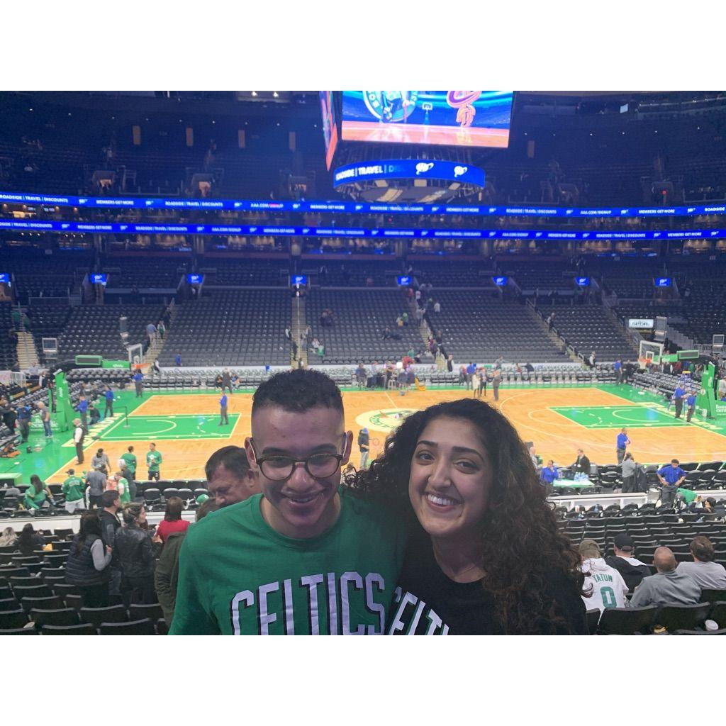 We are at our first Celtics game together in 2019. Sehyr is now a Celtics fan.
