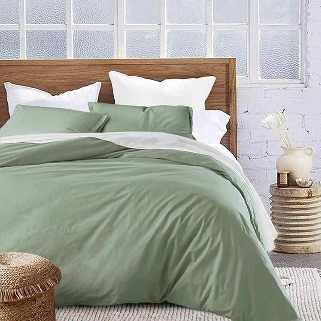 Bedding Comforter Set King Size, 7 Piece Boho Microfiber Bed in a Bag - Soft & Lightweight All Season Farmhouse Down Alternative Comforter with Sheets for Women Men, Solid Sage Green
