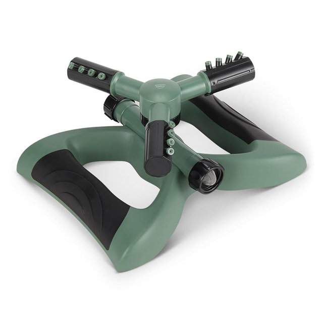 Amazon Basics Whirling Rotating Lawn Sprinkler with Adjustable Arms, 1500 sq ft Coverage, Black