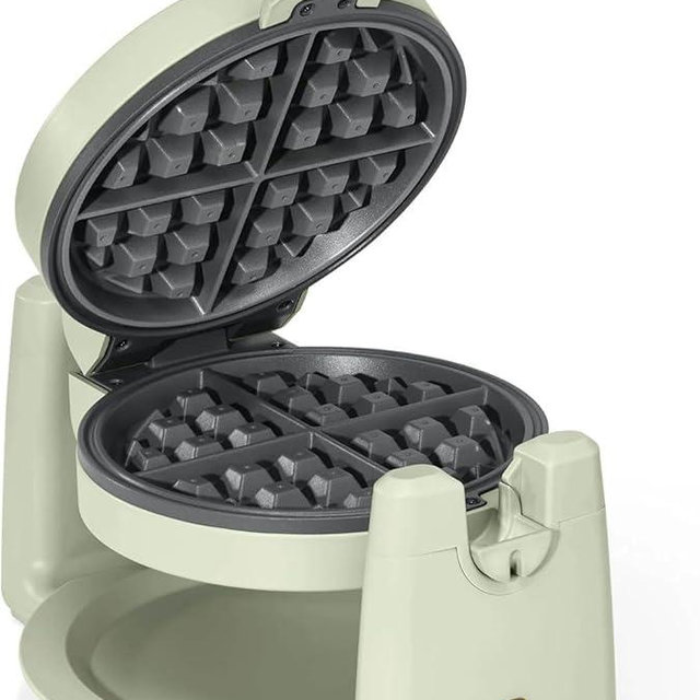 Beautiful Belgian Waffle Maker, Rotating Waffle Maker with Timer, Non Stick Coating Elegant Waffle Maker, Sage Green by Drew Barrymore