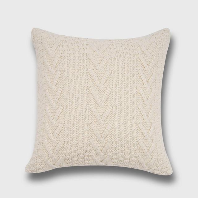 20"x20" Chunky Sweater Knit Throw Pillow White - EVERGRACE