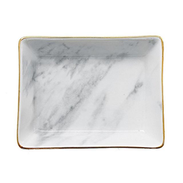 SOCOSY Marble Ceramic Ring Dish Jewelry Dish Ring Holder Jewelry Organizer with Golden Edged Home Decor Wedding Gift
