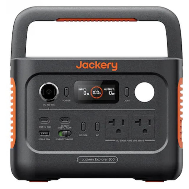 Jackery - Explorer 300 v2 (288Wh) Portable Power Station for Outdoor Camping, Hiking, RV, and Road Trips (288 Wh Capacity) - Black