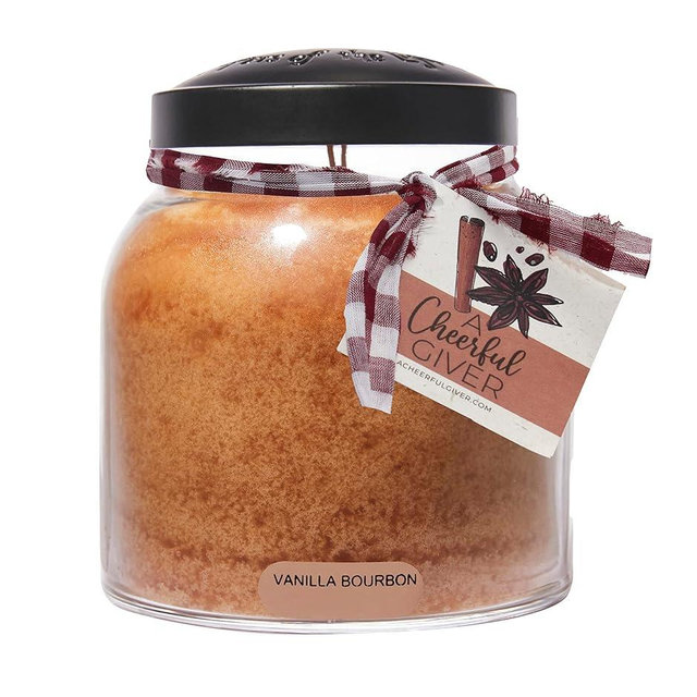A Cheerful Giver - Vanilla Bourbon - 34oz Papa Scented Candle Jar with Lid - Keepers of The Light - 155 Hours of Burn Time, Gift Candle, Brown
