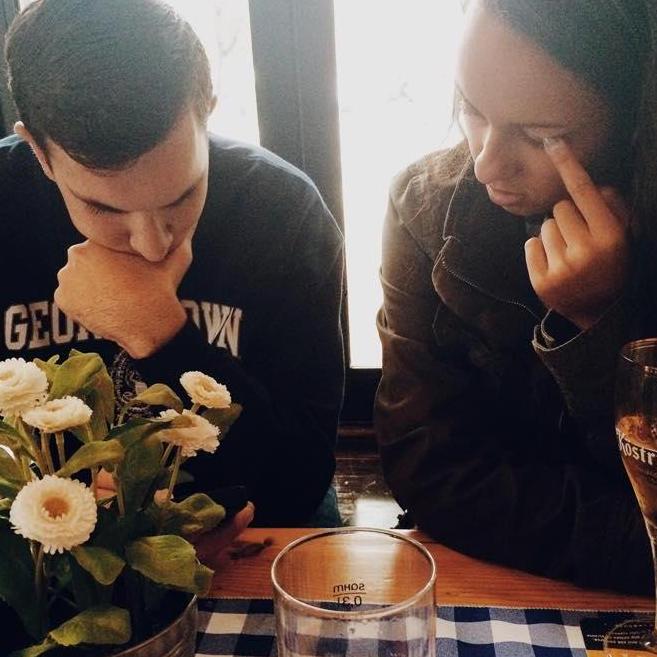 At our favorite biergarten in Brooklyn - 2015.