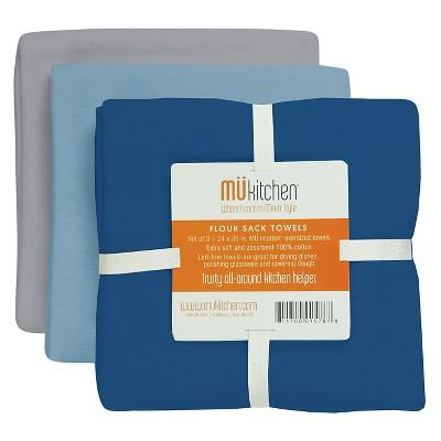 3pk Stacked Kitchen Towel Navy/Blue/Gray - Mu Kitchen