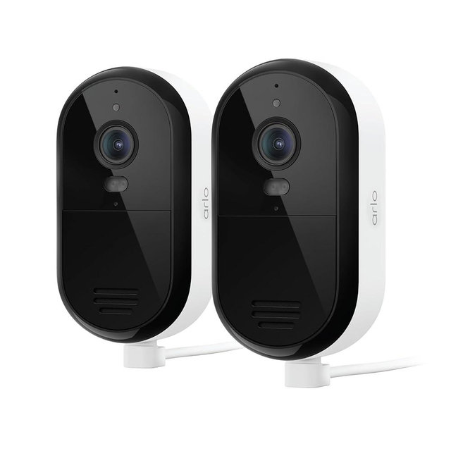 Security Camera Outdoor Wired 2-Pack - Arlo Essential 2K Surveillance Camera with Person Detection, Package Alert, Color Night Vision, 2-Way Audio, Weather Resistant, Motion Detection