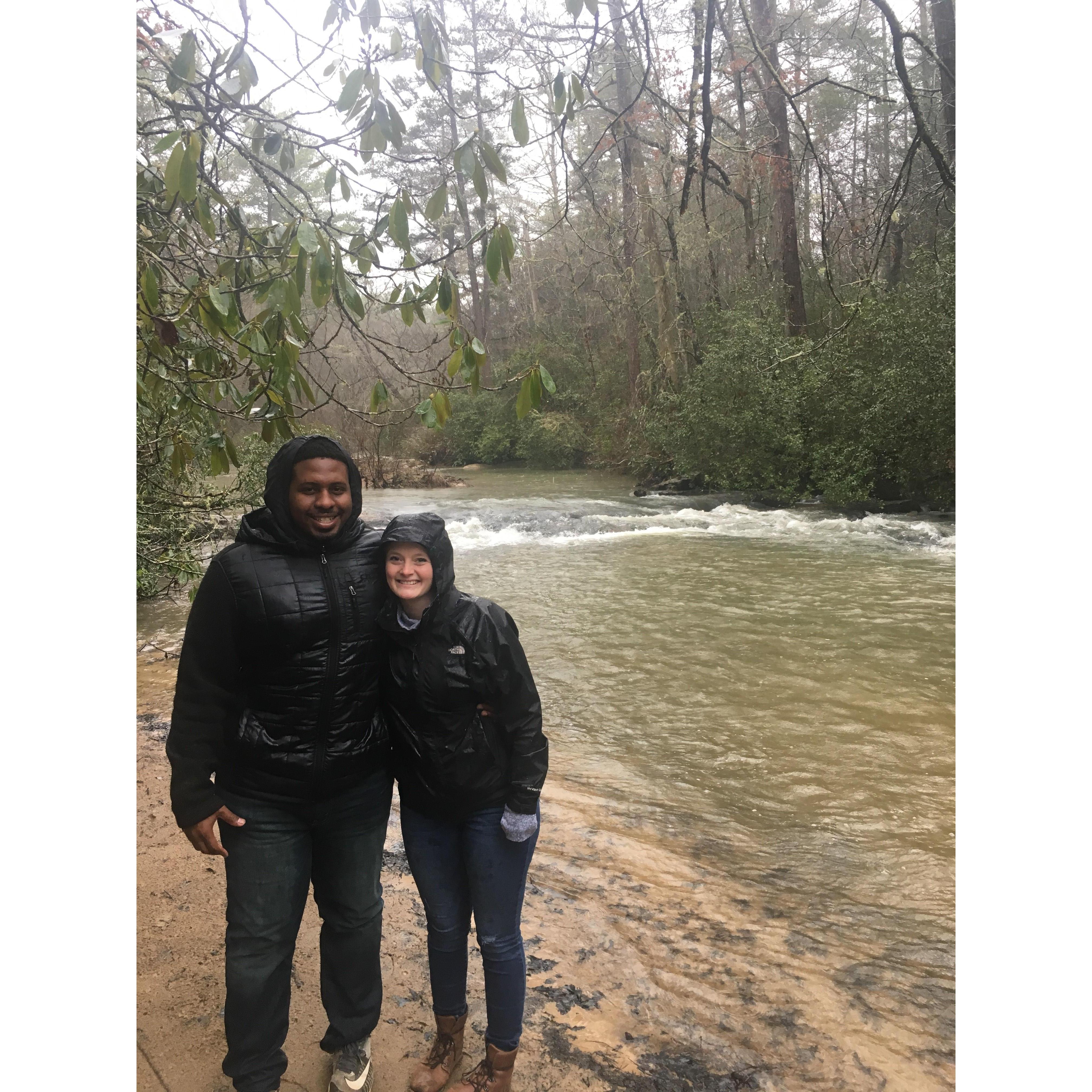 Hiking in the rain with Frank & Mason!