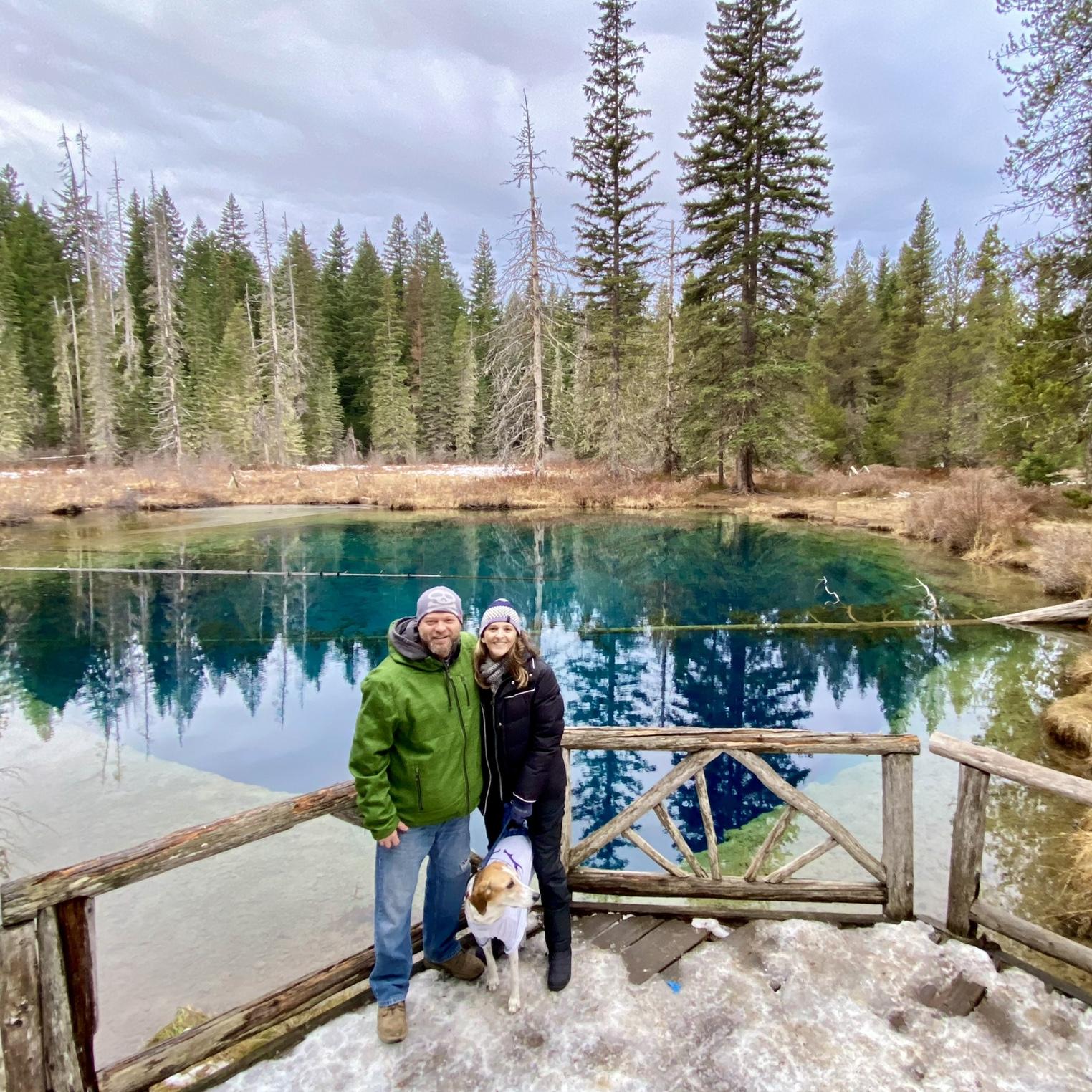 Little Crater Lake on Mt Hood with Penny, November 2022.
