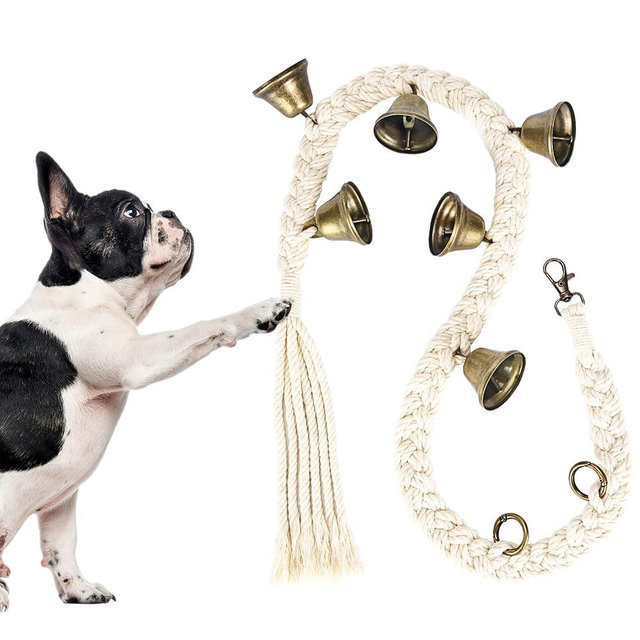 KLOGTSIND Dog Bell for Door Potty Training, Cotton Handwoven Dog Doorbell with 6 Extra Loud Bells for Dog Training, Adjustable Hanging Door Bell for Small Medium Large Dogs to Ring to Go Outside