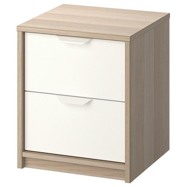 ASKVOLL2-drawer chest, white stained oak effect/white16 1/8x18 7/8 "