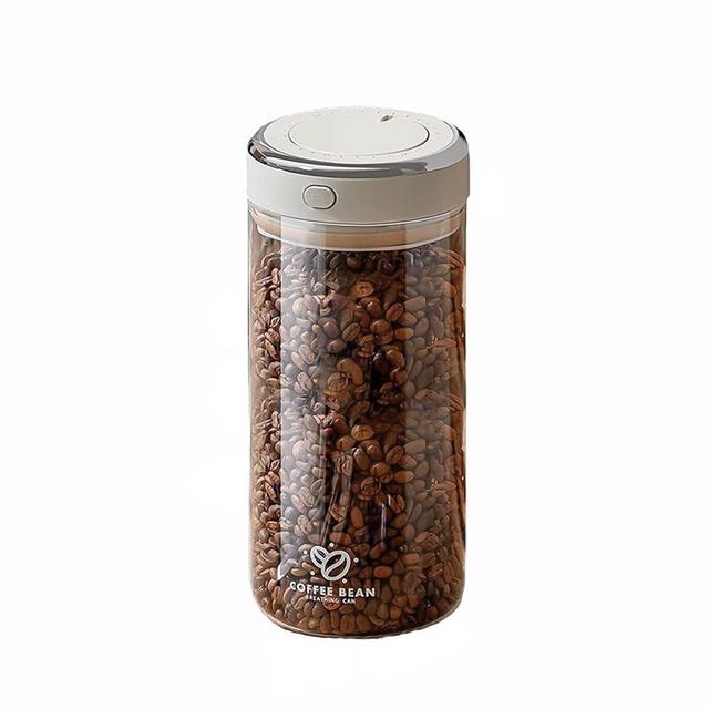 KIGI Glass Coffee Canister for Ground Coffee with One-Way CO2 Valve and Freshness Tracker,Airtight Coffee Bean Storage Containers (1.7L/54OZ)