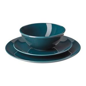 FÄRGRIK 18-piece dinnerware set, dark turquoise