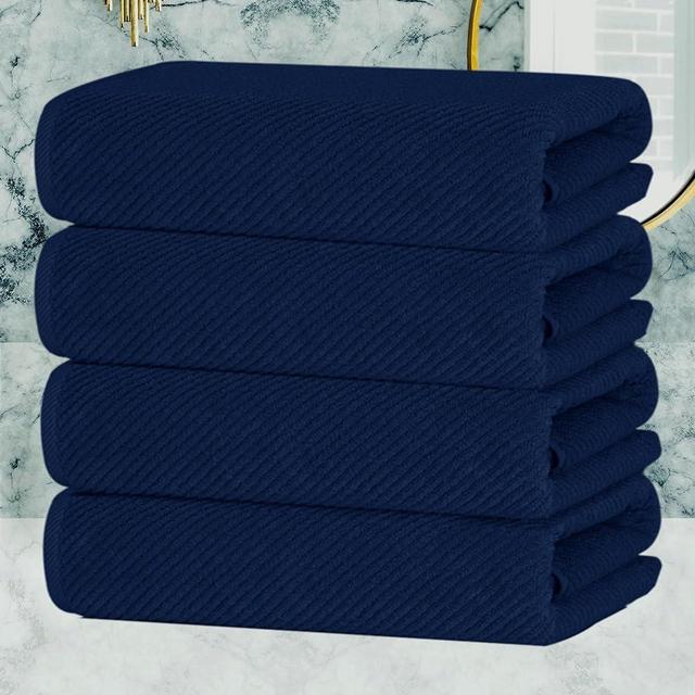 VOOVA & MOVAS Bath Towels Set of 4, Large 30" x 56" - 100% Cotton | Thick | Soft | Quick Dry, Towels Set for Bathroom, Towel Gift Set, Navy Blue