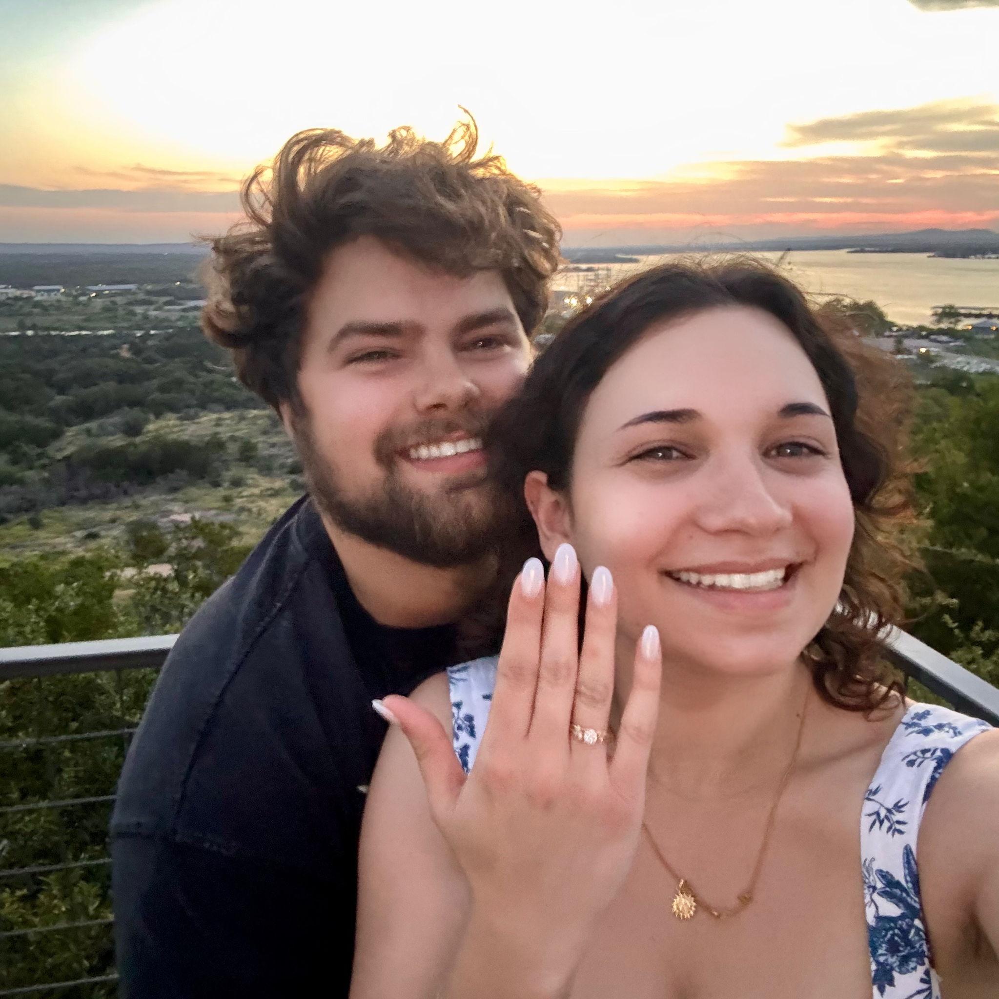 We got engaged while watching the sunset over the lake in Horseshoe Bay. ❤️