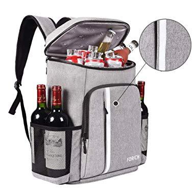 FORICH Cooler Backpack Insulated Leak Proof Backpack Cooler Bag Lightweight Soft Beach Cooler Backpack for Men Women to Work Lunch Picnics Camping Hiking, 30 Cans (Grey)