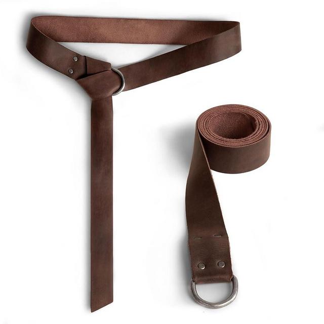 Hide & Play, Leather Medieval Belt with Half Ring Closure, Renaissance Style, Adjustable Strap for Viking Cosplay, Handmade