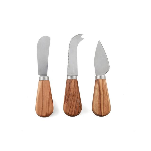 Thirstystone Set of 3 Olive Wood Handled Cheese Knives
