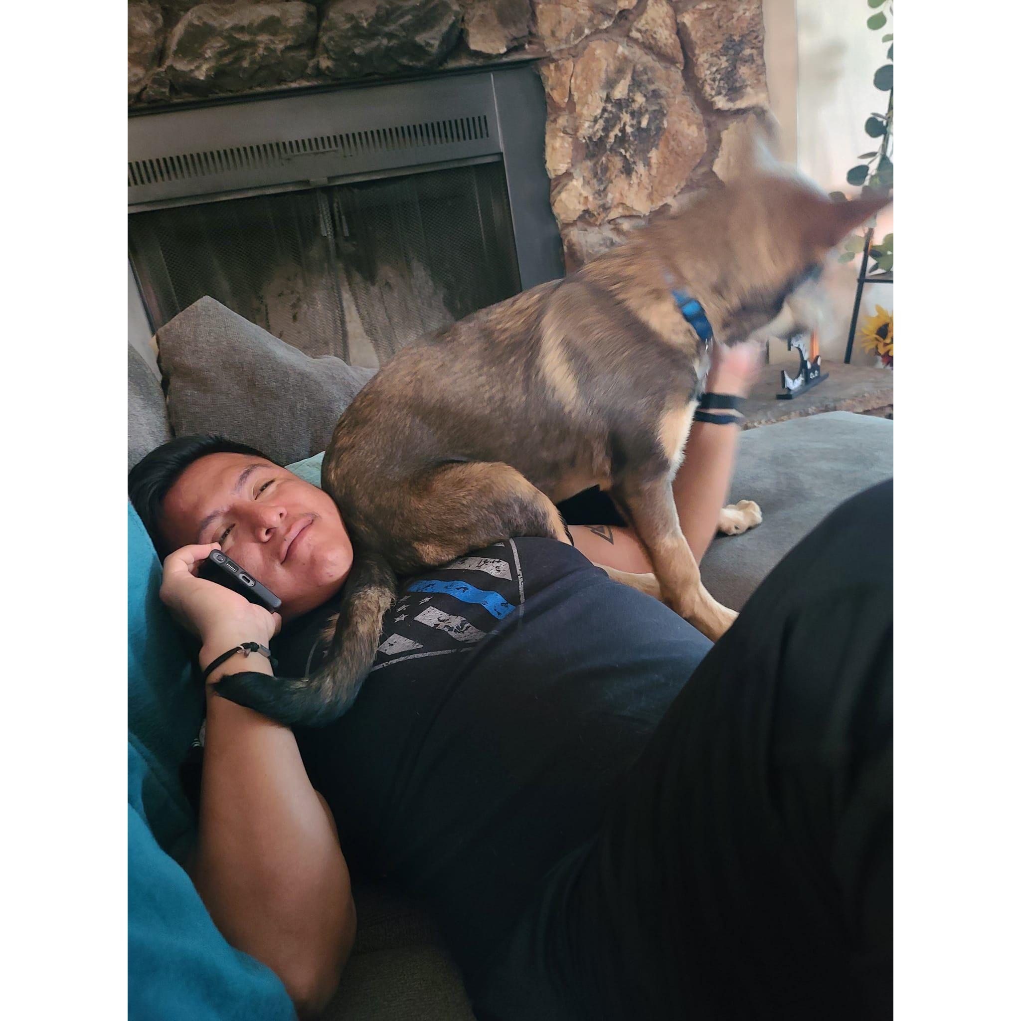 We first moved in together with our first pet together! (RIP Hanzo)