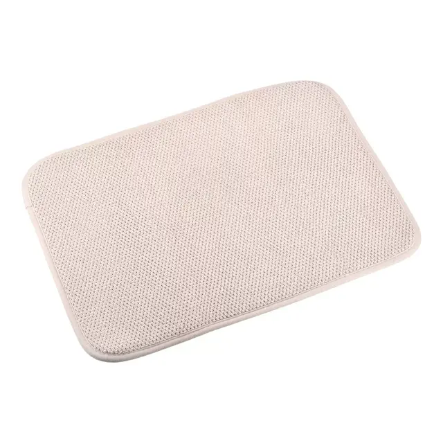 Unique Bargains Microfiber Ultra-absorbent Fast Drying Kitchen Dish Drying Mat Beige 2 Pcs