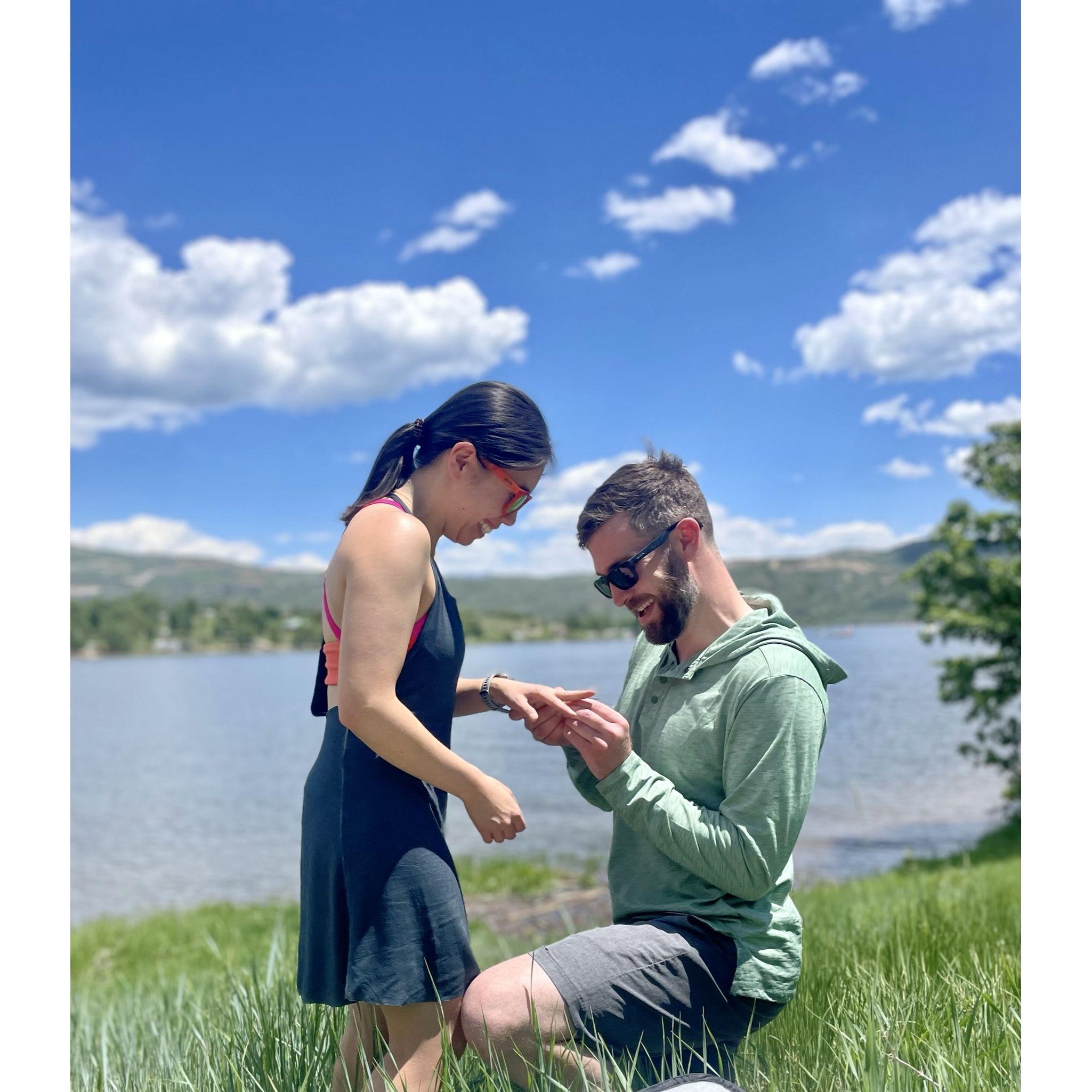 Chris proposed after an afternoon kayaking in Jordanelle reservoir