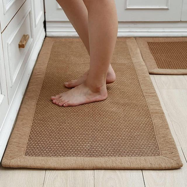 LUFEIJIASHI Kitchen Rugs and mats Non Skid Washable Set of 2 PCS Absorbent Kitchen Runner Rugs for Kitchen Floor mats Farmhouse Kitchen Rugs mats for Floor in Front of Sink 20"x32"+20"x48"
