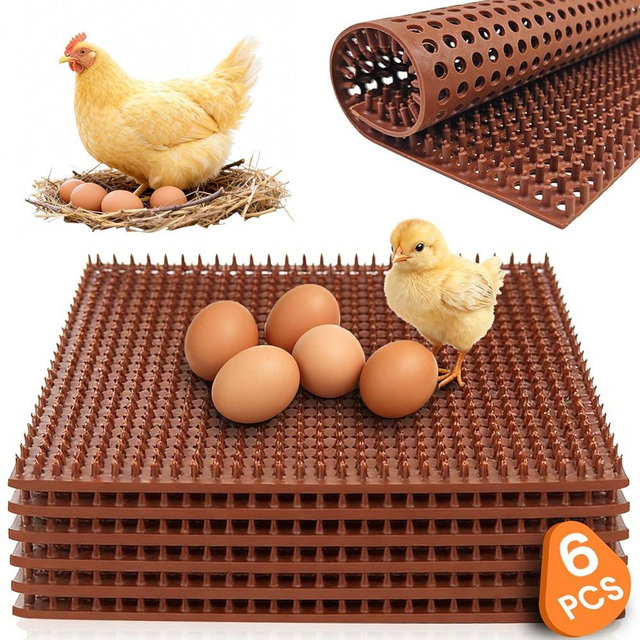 INNOLAND 6 Pack Chicken Nesting Pads, Reusable Nesting Pads for Chicken Coop, 12"x12" Plastic Laying Box Pads, Washable Nesting Box Pads for Chicken Coop Accessories