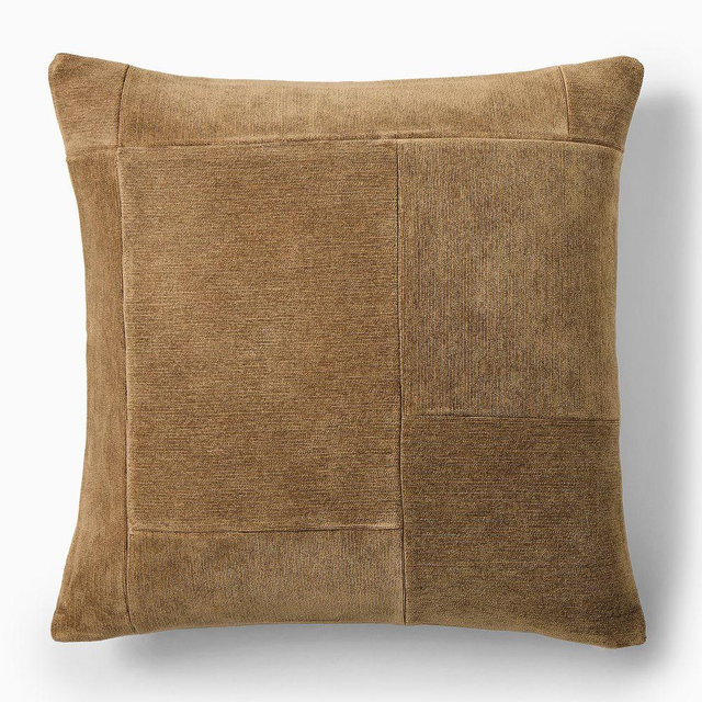 Patchwork Chenille Pillow Cover, 24x24, Caper