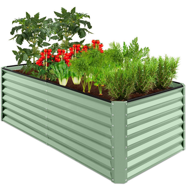 Best Choice Products 6x3x2ft Outdoor Metal Raised Garden Bed, Planter Box for Vegetables, Flowers, Herbs - Sage Green