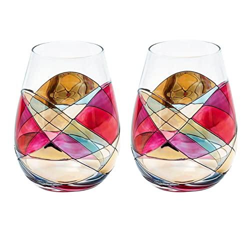 ANTONI BARCELONA Large Wine Glasses Set of 2 (29 Oz) - Handblown &  Handmade, Painted Blue Wine Glass, Gifts for Women, Birthdays,  Anniversaries, and Weddings - 2 Units (2 Blue): Wine Glasses