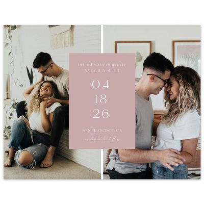 Grayed Mauve, Pink Wedding Digital Save the Date - Taos Multiphoto